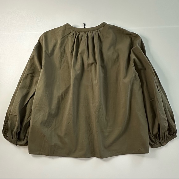 Banana Republic Cotton Voile Shirred Blouse in Army Green | XL | NWT - Picture 4 of 13